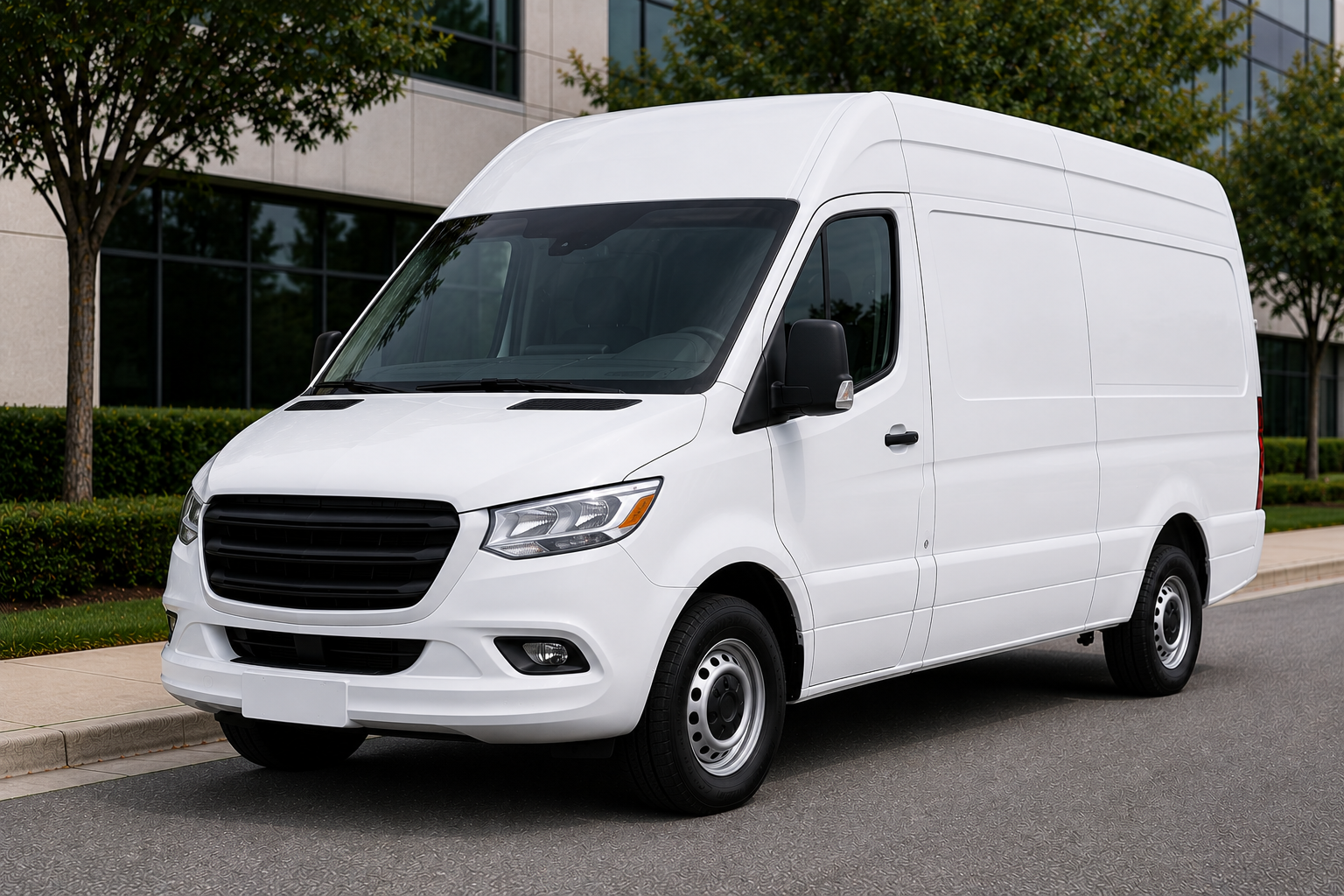 White high-top Sprinter van for dedicated route delivery — Beeline Logistics.