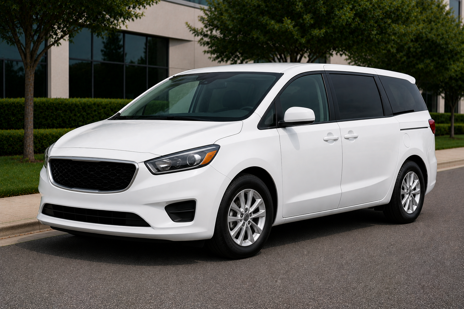White minivan for dedicated route delivery — Beeline Logistics.